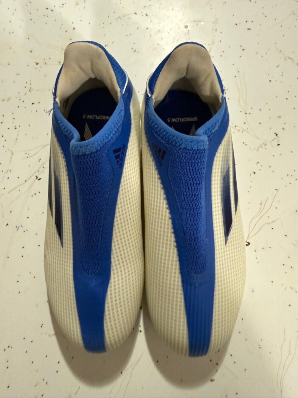 adidas Kids X Speedflow.3 LL FG Laceless Soccer Cleats - Sky Rush Blue & White